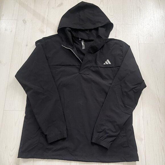 Adidas Men's Black Weather Hooded Track Suit- Jacket Size XL Pants Size L - Picture 2 of 7